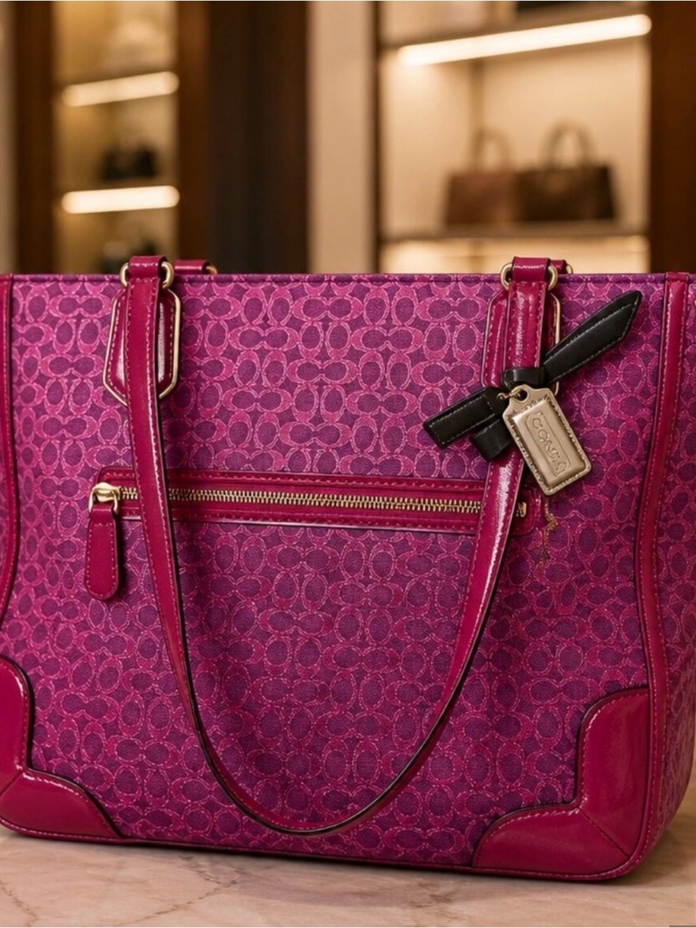 Coach Poppy in RARE Magneta Signature Jacquard Canvas